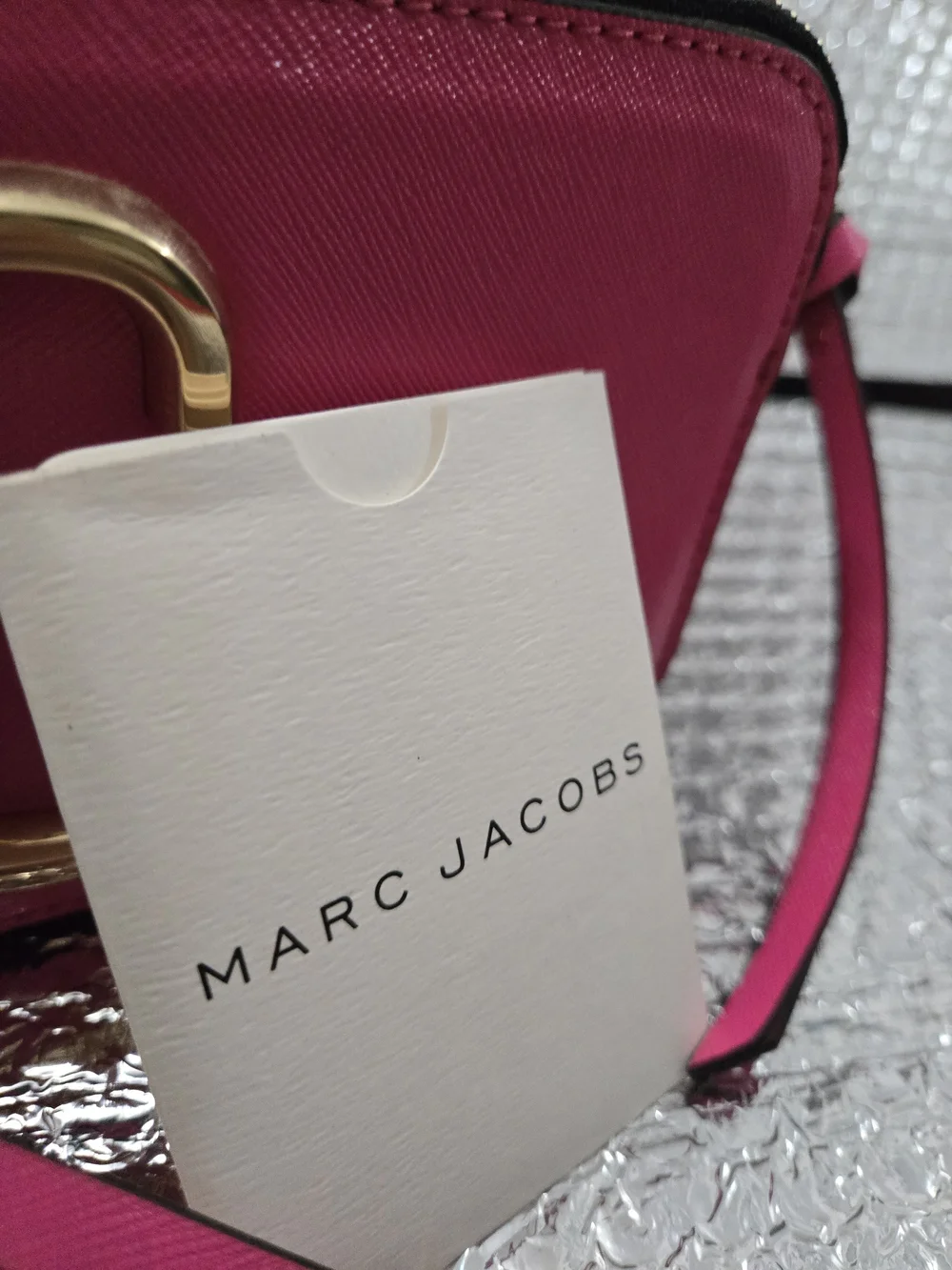 Marc Jacobs Fuchsia Snapshot Double J Crossbody with Gold Hardware